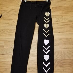 Black Sweatpants with Gold & White Hearts